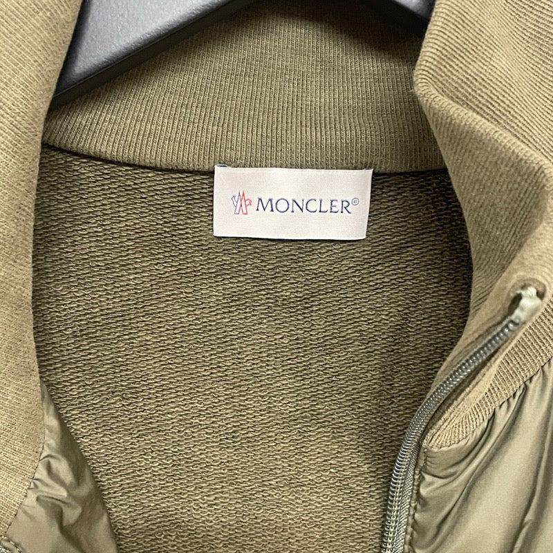 モンクレール MONCLER FELPA フロントダウン切替パーカー ナッツベージュ コットン メンズ ダウンジャケット
