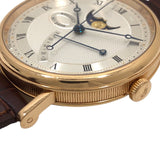 ブレゲ Breguet クラシック ムーンフェイズ 7787/BR/12/9V6 シルバー文字盤 K18PG/レザーストラップ(社外品) メンズ 腕時計