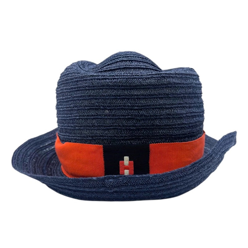 エルメス HERMES ストローハット ネイビー コットン メンズ その他ファッション雑貨