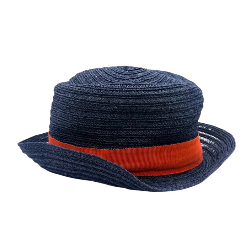 エルメス HERMES ストローハット ネイビー コットン メンズ その他ファッション雑貨