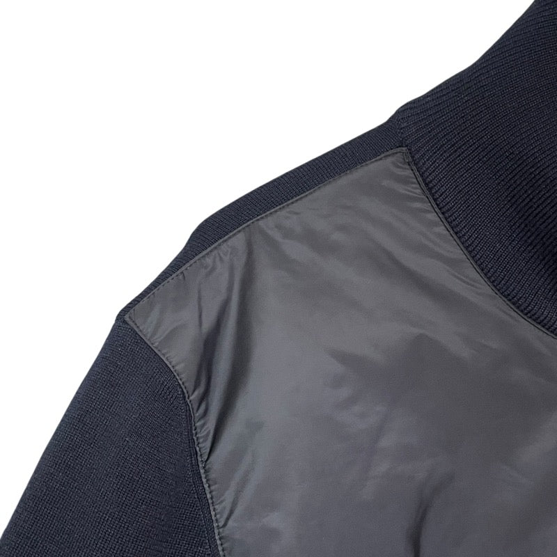 プラダ PRADA トライアングルロゴナイロン切替ニットブルゾン UMG116 ネイビー ウール メンズ ブルゾン