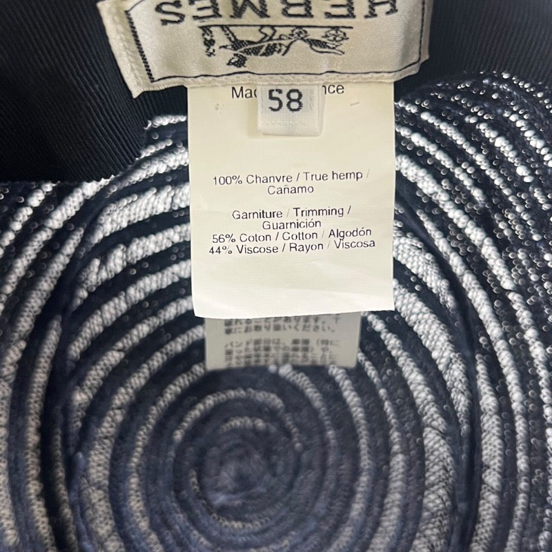 エルメス HERMES ストローハット ネイビー コットン メンズ その他ファッション雑貨