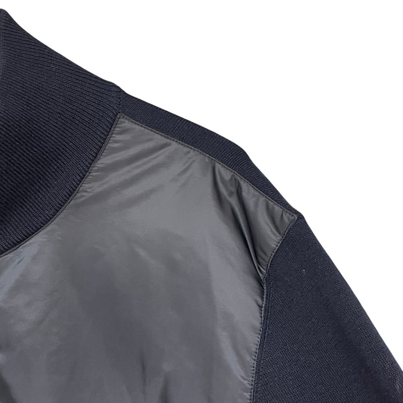 プラダ PRADA トライアングルロゴナイロン切替ニットブルゾン UMG116 ネイビー ウール メンズ ブルゾン