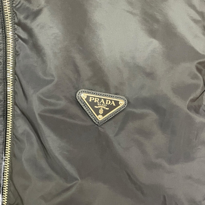 プラダ PRADA トライアングルロゴナイロン切替ニットブルゾン UMG116 ネイビー ウール メンズ ブルゾン