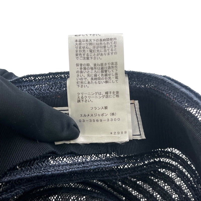 エルメス HERMES ストローハット ネイビー コットン メンズ その他ファッション雑貨