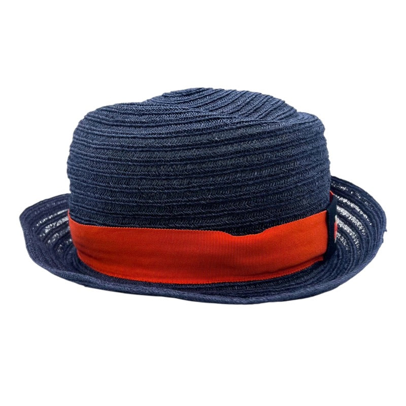 エルメス HERMES ストローハット ネイビー コットン メンズ その他ファッション雑貨