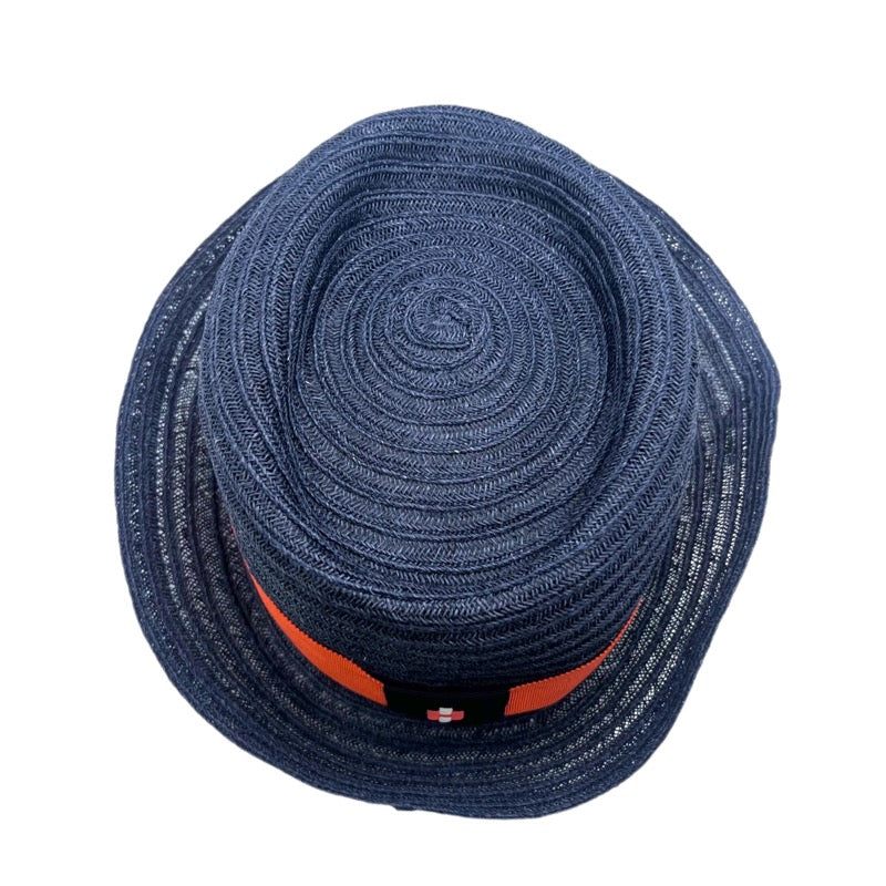 エルメス HERMES ストローハット ネイビー コットン メンズ その他ファッション雑貨