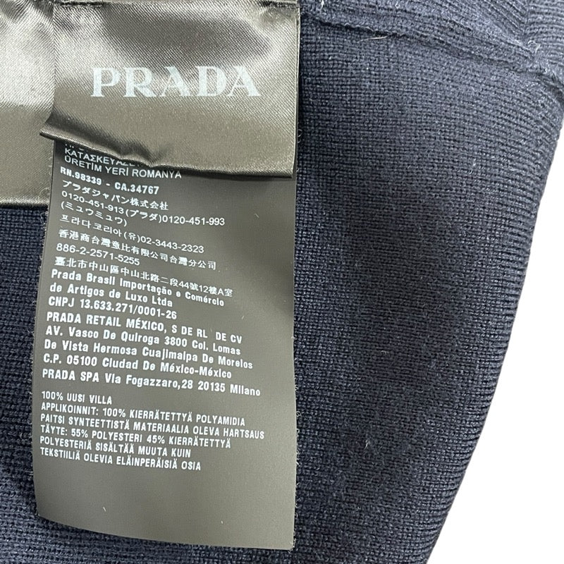 プラダ PRADA トライアングルロゴナイロン切替ニットブルゾン UMG116 ネイビー ウール メンズ ブルゾン
