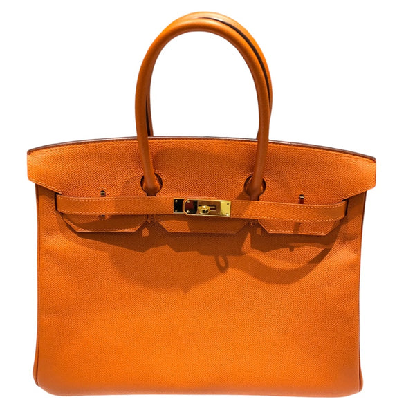 エルメス HERMES バーキン35 □Q刻 オレンジ　ゴールド金具 エプソン レディース ハンドバッグ
