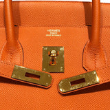 エルメス HERMES バーキン35 □Q刻 オレンジ　ゴールド金具 エプソン レディース ハンドバッグ