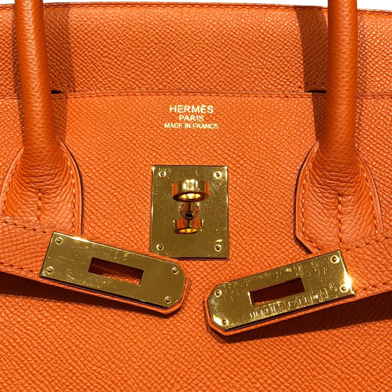 エルメス HERMES バーキン35 □Q刻 オレンジ　ゴールド金具 エプソン レディース ハンドバッグ