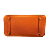 エルメス HERMES バーキン35 □Q刻 オレンジ　ゴールド金具 エプソン レディース ハンドバッグ