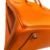 エルメス HERMES バーキン35 □Q刻 オレンジ　ゴールド金具 エプソン レディース ハンドバッグ