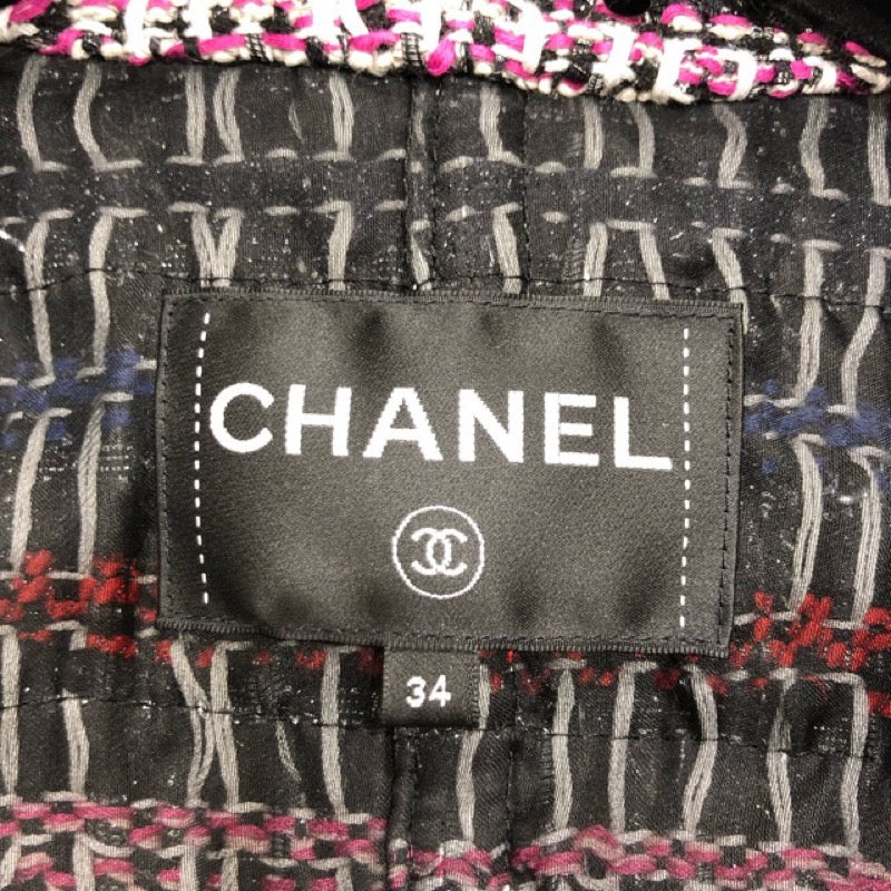 シャネル CHANEL スパンコールツイードジャケット P62687 マルチカラーボーダー コットン・シルク レディース テーラードジャケット