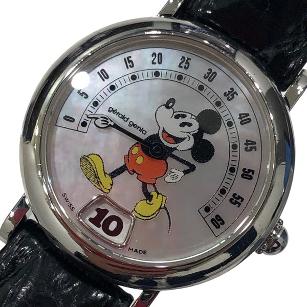 ジェラルド・ジェンタ Gerald Genta レトロファンタジー ミッキーマウス G3622 ホワイトシェル SS/社外ベルト クオーツ レディース 腕時計