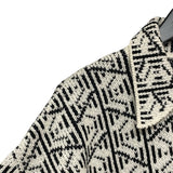 プラダ PRADA 総柄ニットシャツカーディガン P25I32 ホワイト ウール メンズ カーディガン