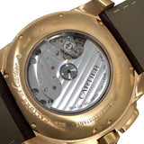 カルティエ Cartier カリブル ドゥ カルティエ クロノグラフ W7100044 シルバー文字盤 K18PG/レザーストラップ(社外) 自動巻き メンズ 腕時計