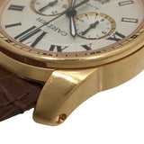 カルティエ Cartier カリブル ドゥ カルティエ クロノグラフ W7100044 シルバー文字盤 K18PG/レザーストラップ(社外) 自動巻き メンズ 腕時計
