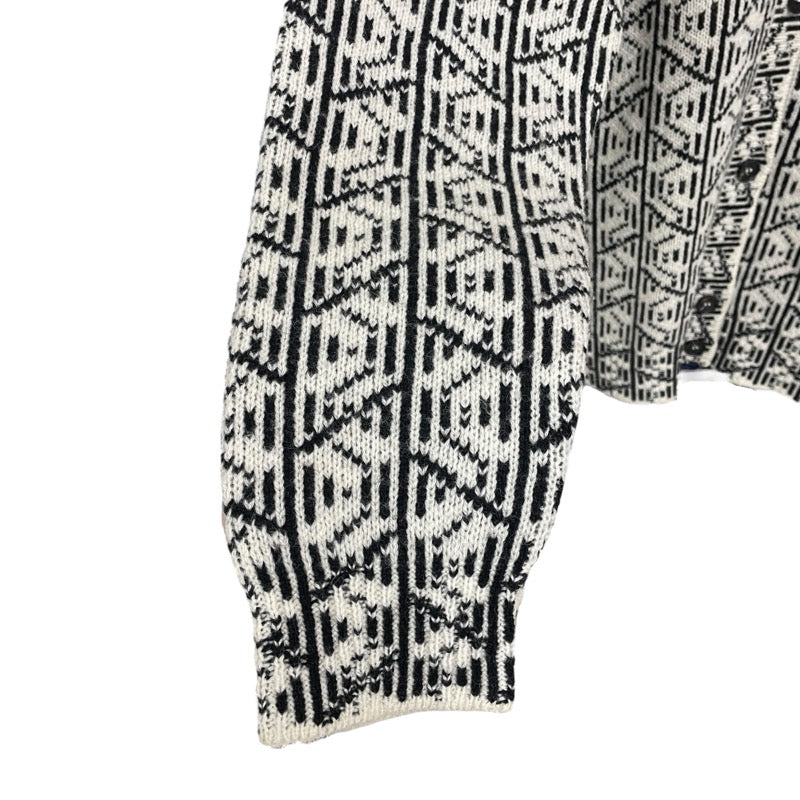 プラダ PRADA 総柄ニットシャツカーディガン P25I32 ホワイト ウール メンズ カーディガン