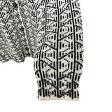 プラダ PRADA 総柄ニットシャツカーディガン P25I32 ホワイト ウール メンズ カーディガン