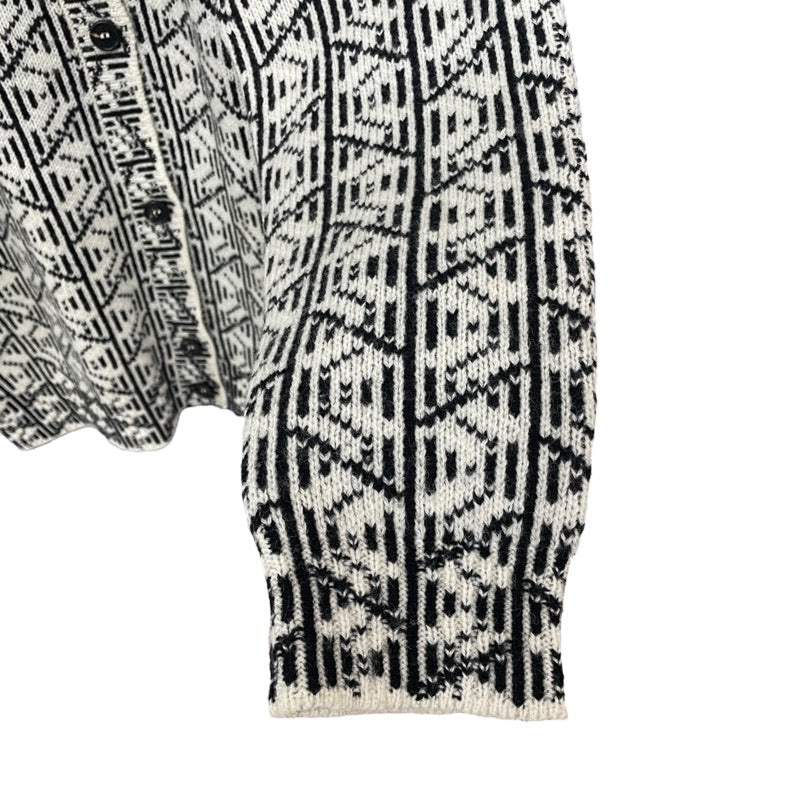 プラダ PRADA 総柄ニットシャツカーディガン P25I32 ホワイト ウール メンズ カーディガン