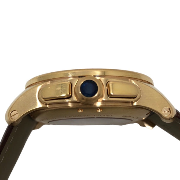 カルティエ Cartier カリブル ドゥ カルティエ クロノグラフ W7100044 シルバー文字盤 K18PG/レザーストラップ(社外) 自動巻き メンズ 腕時計