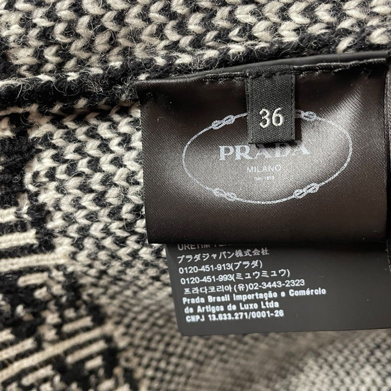 プラダ PRADA 総柄ニットシャツカーディガン P25I32 ホワイト ウール メンズ カーディガン