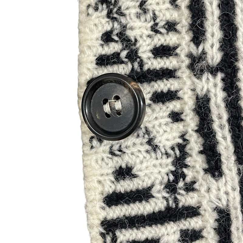 プラダ PRADA 総柄ニットシャツカーディガン P25I32 ホワイト ウール メンズ カーディガン