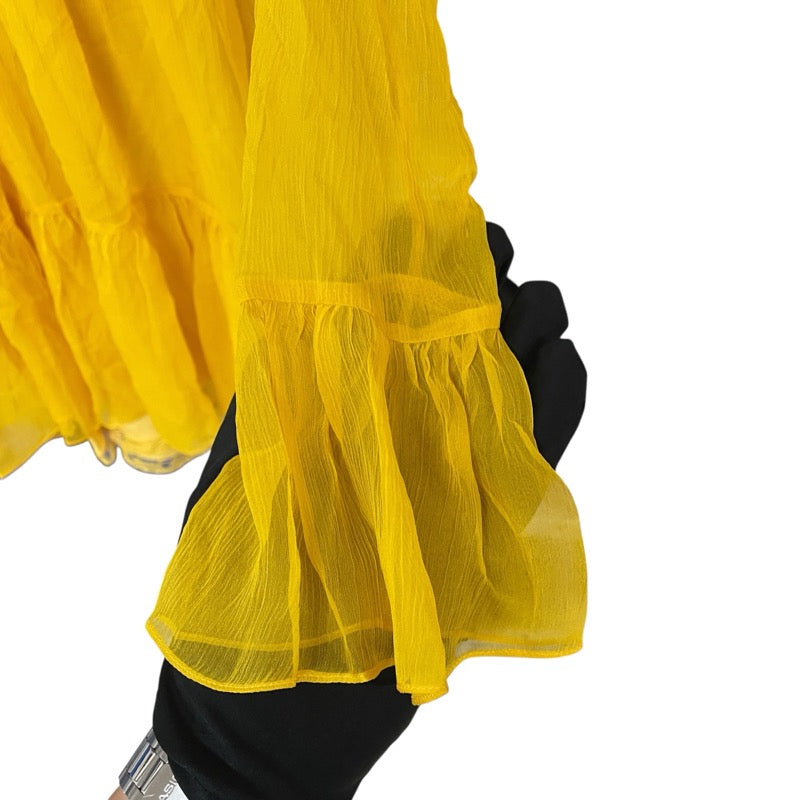 グッチ GUCCI ラウンドカラーシフォンワンピース 728125 イエロー シルク レディース ワンピース