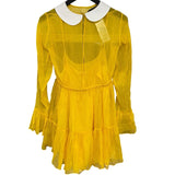 グッチ GUCCI ラウンドカラーシフォンワンピース 728125 イエロー シルク レディース ワンピース