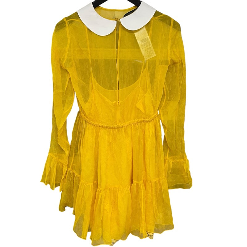 グッチ GUCCI ラウンドカラーシフォンワンピース 728125 イエロー シルク レディース ワンピース