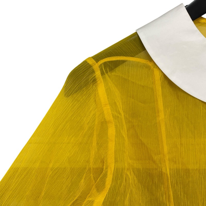 グッチ GUCCI ラウンドカラーシフォンワンピース 728125 イエロー