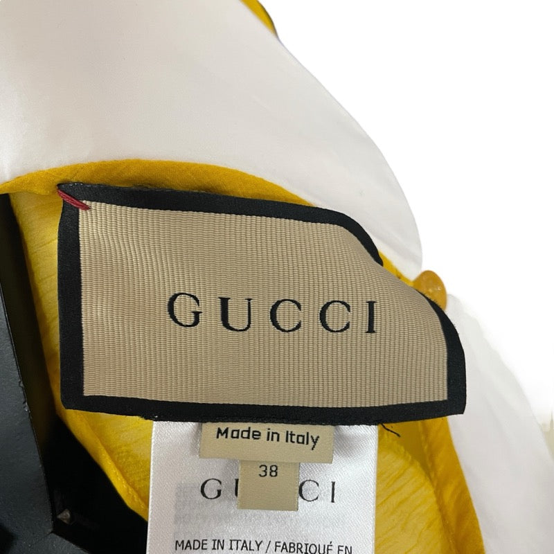 グッチ GUCCI ラウンドカラーシフォンワンピース 728125 イエロー シルク レディース ワンピース