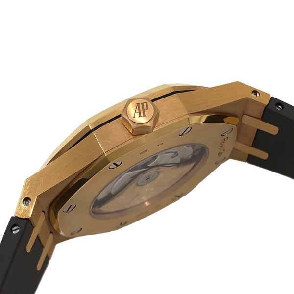 オーデマ・ピゲ AUDEMARS PIGUET ロイヤルオーク 15400OR.OO.D002CR.01.A ブラック文字盤 K18PG/ラバーストラップ メンズ 腕時計