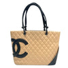 シャネル CHANEL カンボンライン トートラージ A25169 ベージュ、ブラック ラムスキン レディース ハンドバッグ