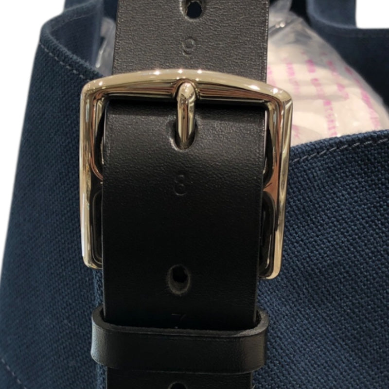 エルメス HERMES ｴﾄﾘｳﾞｨｴｰﾙ ｼｮﾙﾀﾞｰ Y刻 ネイビー キャンバス レザー メンズ トートバッグ