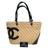 シャネル CHANEL カンボンライン トートラージ A25169 ベージュ、ブラック ラムスキン レディース ハンドバッグ
