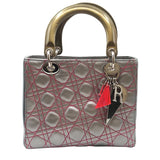 クリスチャン・ディオール Christian Dior レディディオール ミディアム グレー・カーキ・SV金具 ラム・パテント レディース ハンドバッグ