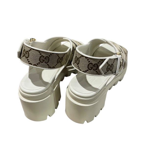 グッチ GUCCI GGキャンバスストラップ 749795 ベージュ キャンバス レディース サンダル