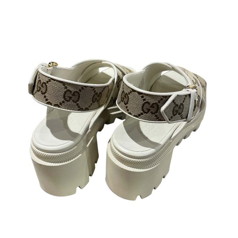 グッチ GUCCI GGキャンバスストラップ 749795 ベージュ キャンバス レディース サンダル