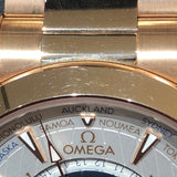 オメガ OMEGA コーアクシャルマスタークロノメーターGMTワールドタイマー 220.50.43.22.02.001 ホワイト セドナゴールド/レザーストラップ 自動巻き メンズ 腕時計