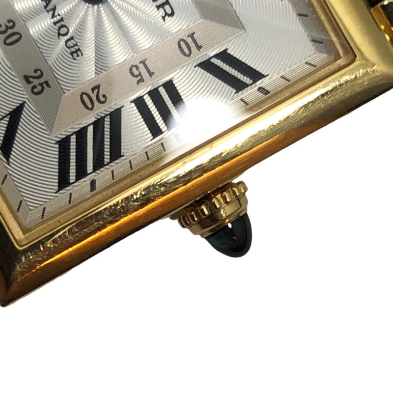 カルティエ Cartier タンク オピュ LM W1516956 シルバー文字盤 K18YG/レザーストラップ(社外品) 手巻き レディース 腕時計