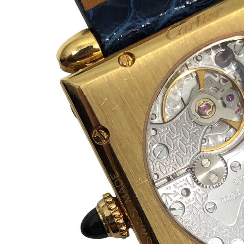 カルティエ Cartier タンク オピュ LM W1516956 シルバー文字盤 K18YG/レザーストラップ(社外品) 手巻き レディース 腕時計