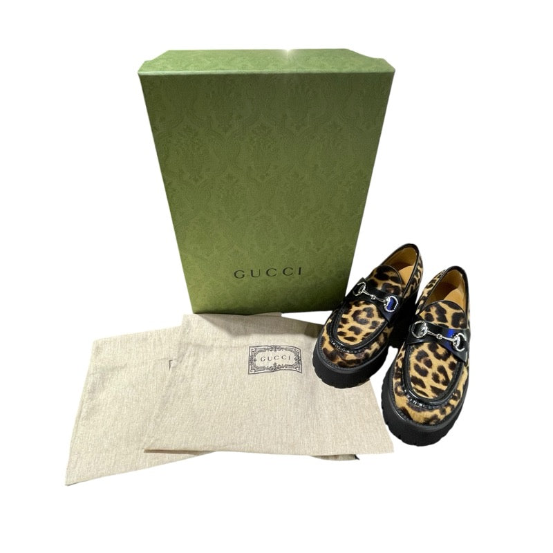 グッチ GUCCI ホースビットローファー 771041 ブラウン ハラコ レディース ローファー