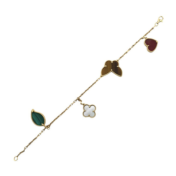 ヴァンクリーフ＆アーペル Van Cleef & Arpels ラッキーアルハンブラ　４Pブレスレット K18YG カーネリアン ジュエリー