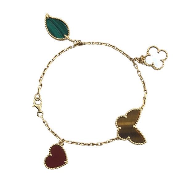 ヴァンクリーフ＆アーペル Van Cleef & Arpels ラッキーアルハンブラ　４Pブレスレット K18YG カーネリアン ジュエリー