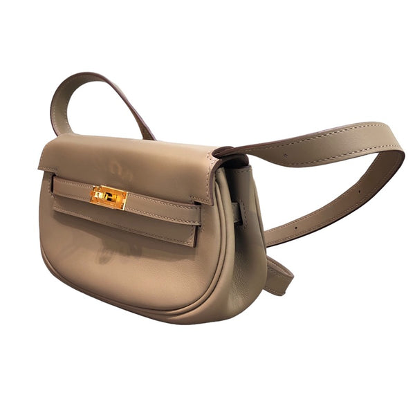 エルメス HERMES ケリームーブ B刻印 エトゥープ×ゴールド金具 スイフト レディース ショルダーバッグ