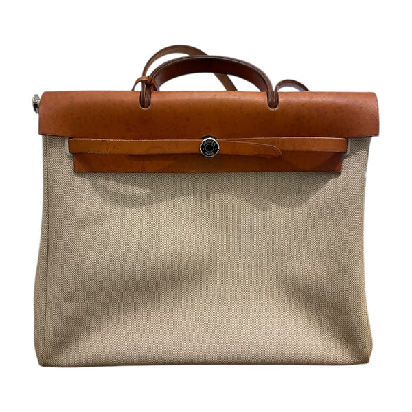 エルメス HERMES ｴｰﾙﾊﾞｯｸﾞMM □C刻 ｱｲﾎﾞﾘｰ･ｺﾞｰﾙﾄﾞ ﾄﾜﾙ･ﾈｺﾞﾝﾀﾞ レディース トートバッグ