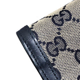 グッチ GUCCI シェリーライン ウェビングビー長財布 409440 ネイビー GGキャンバス/レザー レディース 長財布
