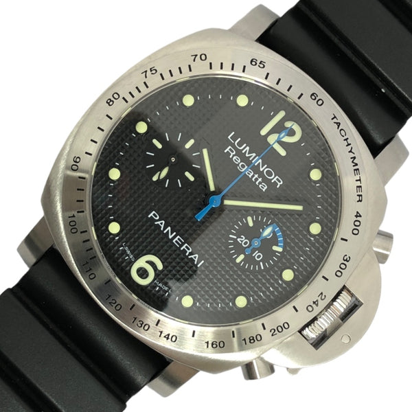 パネライ PANERAI ルミノール レガッタ クロノグラフ PAM00308 ブラック SS/ラバーベルト 手巻き メンズ 腕時計